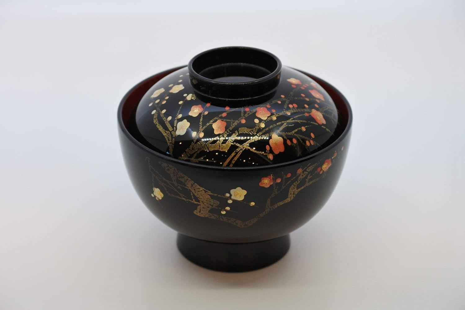 夫婦汁椀 天然木製 津軽塗 唐塗梨子地黒上・赤上 弘前津軽塗商工業共同